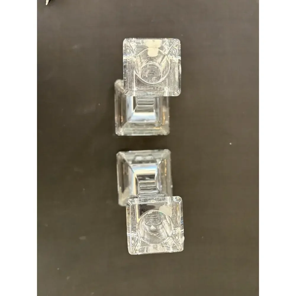 Tiffany & Co Crystal Candlesticks Pair Made in Slovenia
